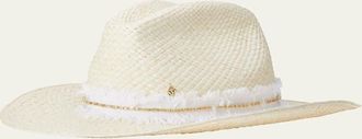 Maison Michel Austin Denim Strass Straw Cowboy Hat