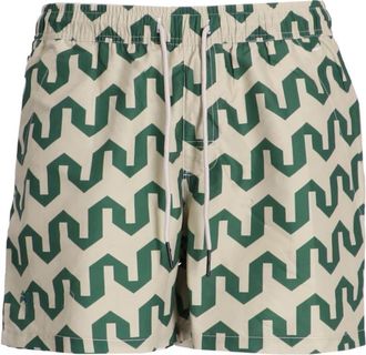 OAS Atlas geometric-print swim shorts - men - Mesh/Polyester - S - Green