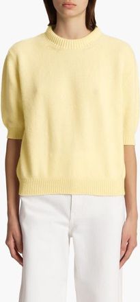 Khaite Davin Short Sleeve Cashmere Sweater in Zest at Nordstrom, Size X-Large