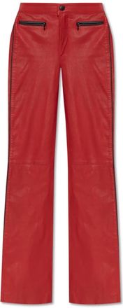 Diesel Leren broek L-Insey - Dames - Wijde Broeken - Rood - 3XS - Leer - Broeken