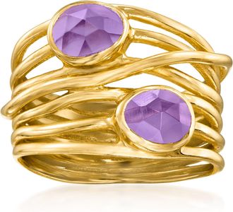 Ross-Simons Amethyst Highway Ring in 18kt Gold Over Sterling