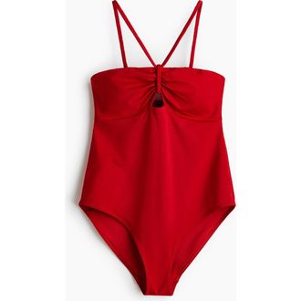 H&M Padded-cup Swimsuit in Bright Red at Nordstrom, Size X-Large