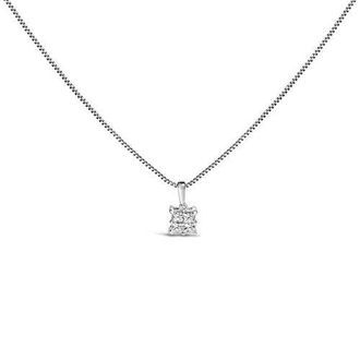 House of Brilliance Sterling Silver 1/4 Cttw Princess Cut Diamond 4 Stone Pendant Necklace at Nordstrom