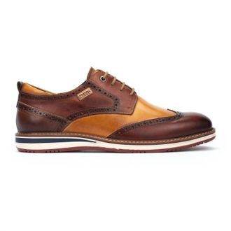 Pikolinos Mens Avila Two-Tone Lace-Up Shoes In Cognac