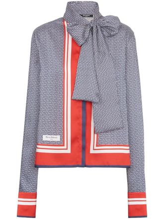Balmain Blouse met monogram print - Blauw