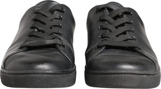 Dolce & Gabbana Black Leather Low Top Lace Up Sneakers Mens Shoes (Pre-Owned)