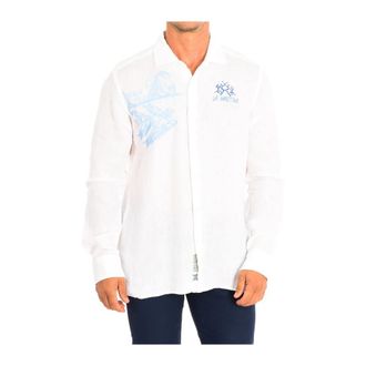 La Martina Long Sleeve Shirt - Heren - Casual Overhemden - Wit - S - Linnen - Overhemden
