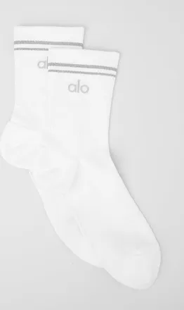 Alo | Half-Crew Performance Socks in White, Size: Medium