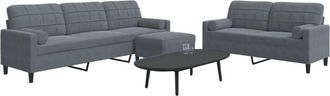 vidaXL Juego De Sof&aacute;s Con Cojines 3 Piezas Terciopelo Gris Oscuro Vidaxl