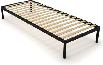 Topeshop Struttura Letto Bed Alu 80x200 Metallo Doghe In Legno Moderno Nero