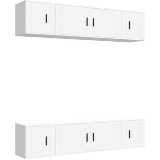 vidaXL Vidaxl - Set De Muebles Para Tv 6 Piezas Madera Contrachapada Blanco