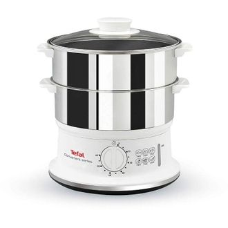 T-fal Vc1451 Vaporizador 2 Cesta(s) Acero Inoxidable, Blanco Encimera