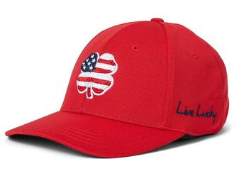 Black Clover USA Vertex Hat Baseball Caps Red Hat/3d American Flag Clover, Cotton/Nylon/Spandex
