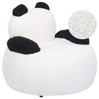 Beliani Silla Animales Tapicer&iacute;a Boucl&eacute; Dise&ntilde;o Sill&oacute;n Forma Panda Con Reposabrazos Afelpado Muebles Infantil Para Ni&ntilde;os Blanco Y Negro Viby