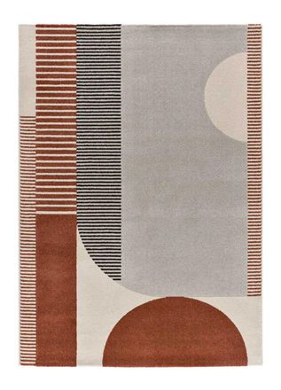 Atticgo Alfombra geom&eacute;trica caldera/beige/gris 120x170 cm
