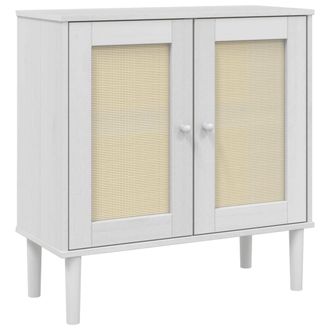 vidaXL Aparador Senja Aspecto De Rat&aacute;n Madera Pino Blanco 80x35x80 Cm Vidaxl
