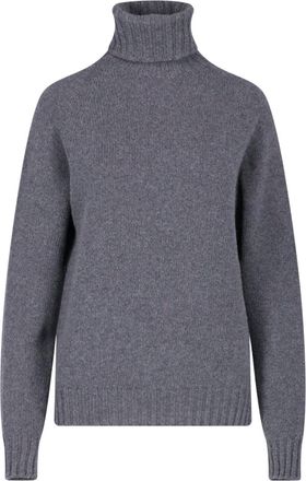 Maryya High Neck Grey Cashmere and Virgin Wool Sweater
