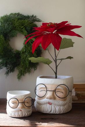 Kalalou Set Of Two Concrete Santa Planters