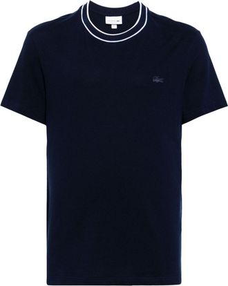 Lacoste crocodile-appliqué crew-neck T-shirt - men - Cotton/Elastane - 5 - Blue