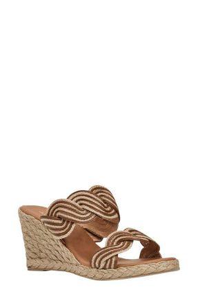Andr&eacute; Assous Nolita Twist Wedge Slide Sandal in Natural/Cognac at Nordstrom, Size 11