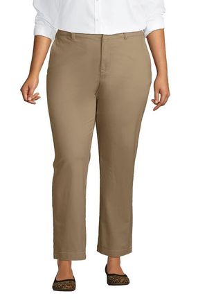 Lands End Mid Rise Classic Straight Leg Chino Ankle Pants in Desert Tan at Nordstrom, Size 20W