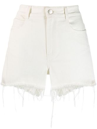 Stella McCartney Shorts denim con orlo sfrangiato - Bianco