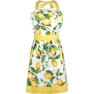 OEM Delantal De Cocina De Algod&oacute;n Con Estampado De Limones, Delantales De Cocina Para Mujeres Y Hombres -crezuo
