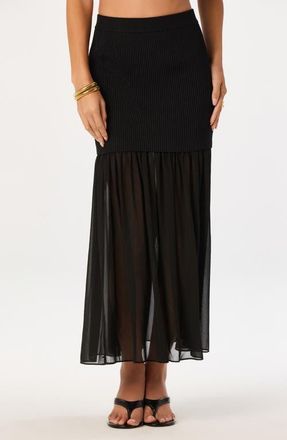 ASTR the Label Halie Mixed Media Maxi Skirt in Black at Nordstrom, Size X-Large