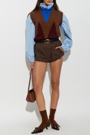 Marni Wool Vest With Sewn Logo, Womens, Brown
