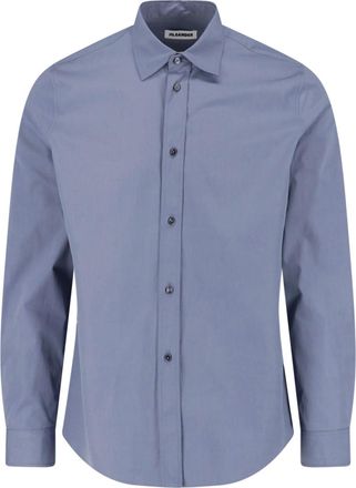 Jil Sander White Minimalist Curved Hem Cotton Shirt
