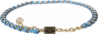 Dolce & Gabbana Womens Braided Leather Chain Belt Model Wmb305 - Light Blue Brass - Size 80 cm