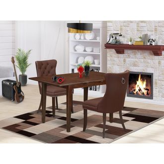 East West Furniture 3 Piece Dinette Set Contains a Rectangle Kitchen Table with Butterfly Leaf