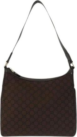 Gucci Pre-owned Shoulder Bags, female, Brown, Size: ONE SIZE Pre-owned GG Pattern Nylon Shoulder Bag
