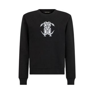 Roberto Cavalli Sweatshirt met uitgesneden geborduurd logo - Dames - Sweatshirts - Zwart - L - Hoodies & sweatvesten
