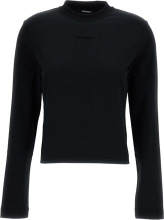 Jacquemus Cropped Long-Sleeved T-Shirt with Grosgrain Logo Detail