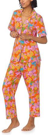 Bedhead Pajamas Cotton Knit Short Sleeve Cropped PJ Set Womens Pajama Sets Floral : LG (US 12-14)