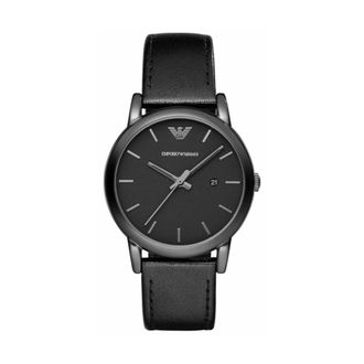 Emporio Armani Accessoires, Heren, Zwart, ONE Size, Leer, Ar 1732 Horloge