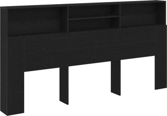 vidaXL Headboard Cabinet Black Oak 200 x 19 x 103.5 cm Engineered Wood vidaXL