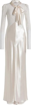 Alberta Ferretti lace maxi dress - Neutrals