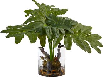 Nearly Natural Philodendron Arrangement with Vase in Green at Nordstrom