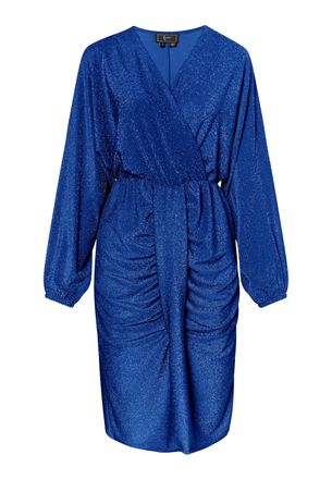 Faina Avondjurk met glanzend garen Dames KONING BLAUW