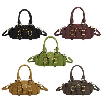 Generic Shoulder Bag PU Leather Crossbody Bag Punk Styles Handbag for Women (Black)