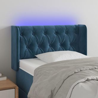 vidaXL Cabecero Con Led De Terciopelo Azul Oscuro 83x16x78/88 Cm Vidaxl