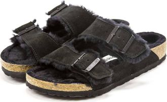 Birkenstock Mens Arizona Shearling Sandals In Black