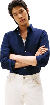 Tommy Hilfiger Mens Long Sleeve Oxford Shirt, Blue (Preppy Navy/Desert Sky Solid), XXL