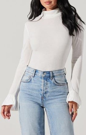 ASTR the Label Flare Sleeve Turtleneck Top in White at Nordstrom Rack, Size X-Small