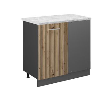 Vicco Armario De Esquina R-line, Roble Artesanal, 86 Cm Et M&aacute;rmol