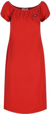 Miu Miu Boat Neckline Cotton Poplin Midi Dress Clothing