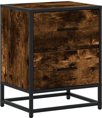 vidaXL Vidaxl - Mesita De Noche Madera De Ingenier&iacute;a Roble Ahumado 40x31x50 Cm