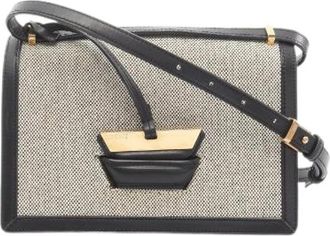 Loewe Pre-owned Cross Body Bags, female, Beige, Size: ONE SIZE Pre-owned Barcelona Canvas Leather Shoulder Bag